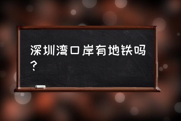 深圳湾口岸地铁站 深圳湾口岸有地铁吗？