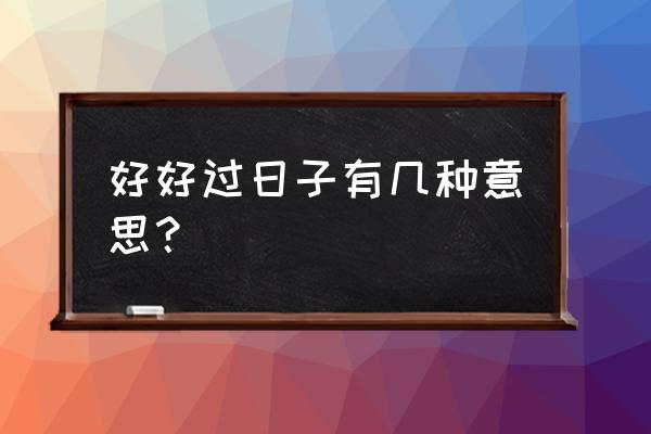 我们好好过日子 好好过日子有几种意思？