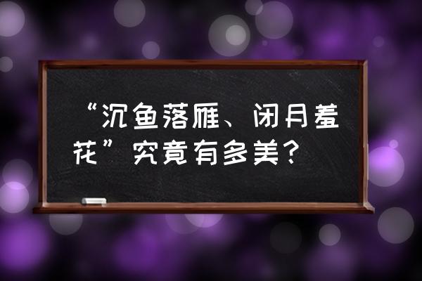 沉鱼落雁闭月羞花长啥样 “沉鱼落雁、闭月羞花”究竟有多美？