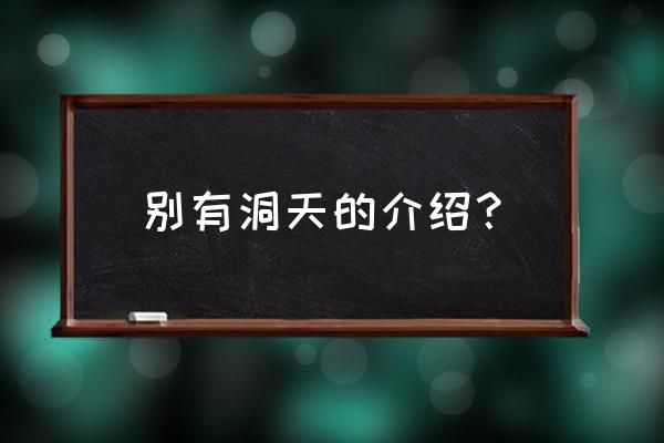 别有洞天简介 别有洞天的介绍？