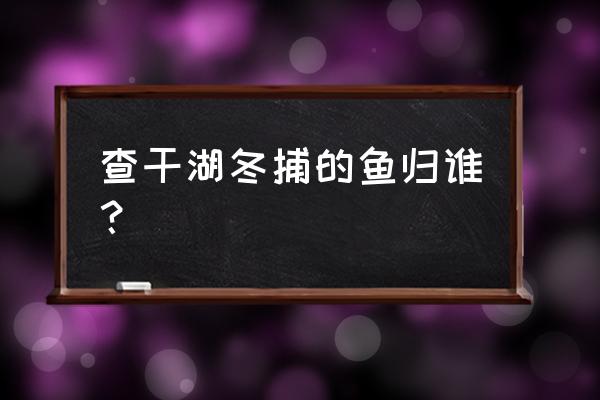 查干湖冬捕的鱼归谁 查干湖冬捕的鱼归谁？