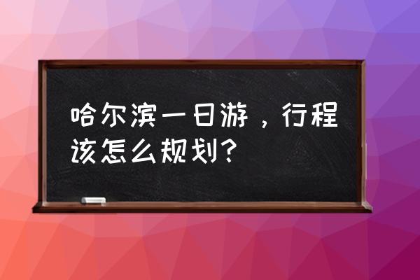 哈尔滨一游 哈尔滨一日游，行程该怎么规划？