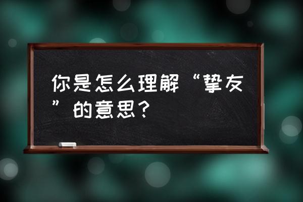 挚友的解释及意思 你是怎么理解“挚友”的意思？