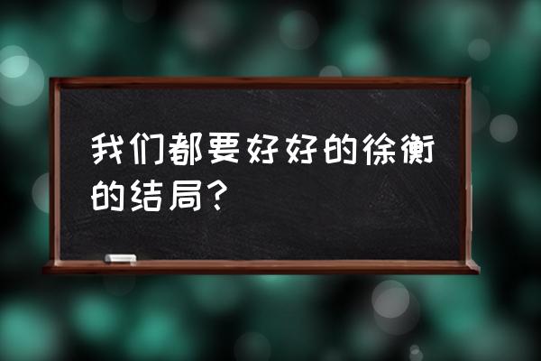 《我们都要好好的》 我们都要好好的徐衡的结局？