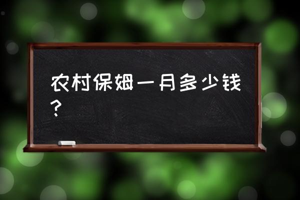 家政保姆工资 农村保姆一月多少钱？