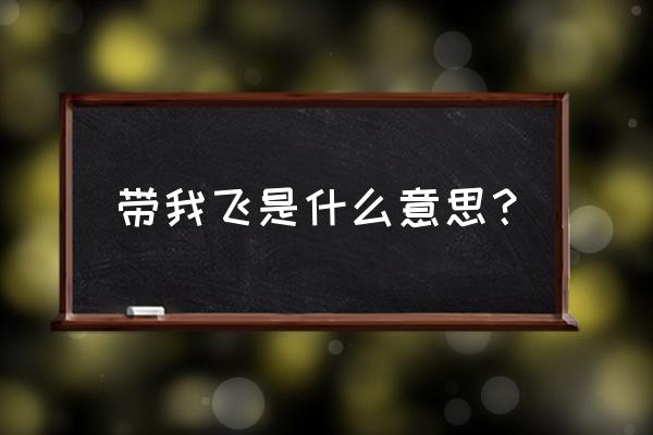 一起飞带我飞 带我飞是什么意思？