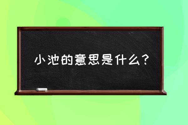 小池的意思是什么简短 小池的意思是什么？