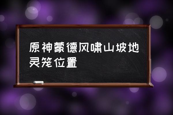 鹤啸山谷地资源分享 原神蒙德风啸山坡地灵笼位置