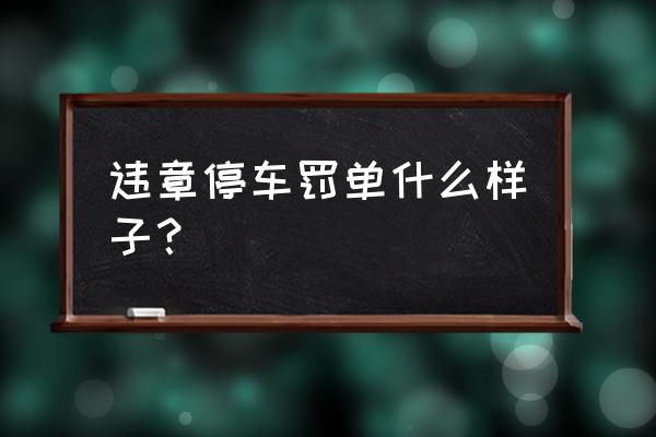 违章停车罚单有几种 违章停车罚单什么样子？