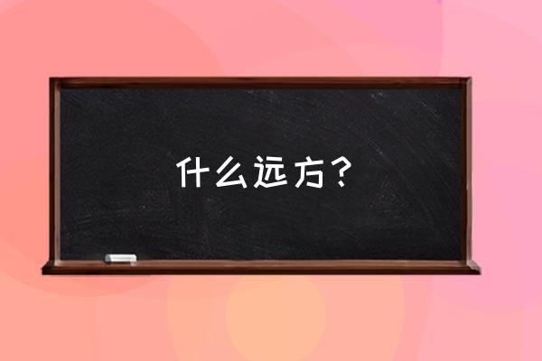 什么的远方 什么远方？