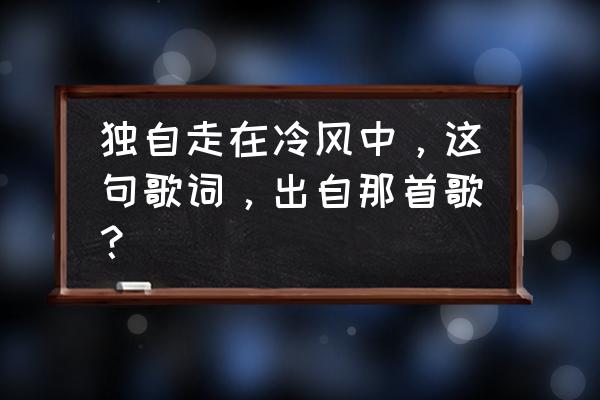 独自走在冬夜的冷风中 独自走在冷风中，这句歌词，出自那首歌？