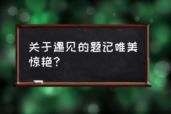 最美丽的相遇题记 关于遇见的题记唯美惊艳？