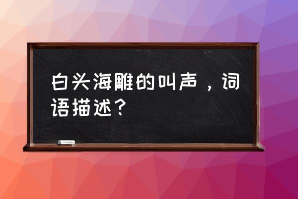 白头海雕叫声 白头海雕的叫声，词语描述？