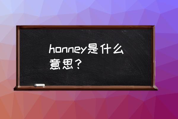 honey夫妇是真的吗 honney是什么意思？