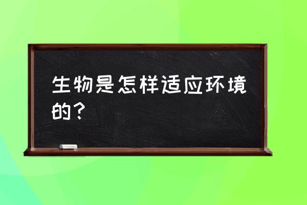 理解生物对环境的适应 生物是怎样适应环境的？