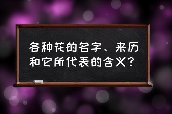 花的名称和寓意 各种花的名字、来历和它所代表的含义？