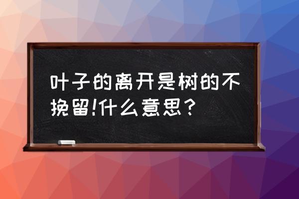 叶的离开是树的不挽留 叶子的离开是树的不挽留!什么意思？