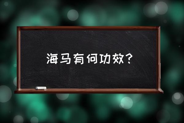 大海马的功效是什么 海马有何功效？