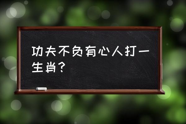 功夫不负有心人打一生肖 功夫不负有心人打一生肖？