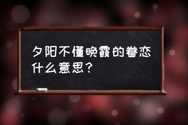 眷恋夕阳同盟 老爷爷 夕阳不懂晚霞的眷恋什么意思？