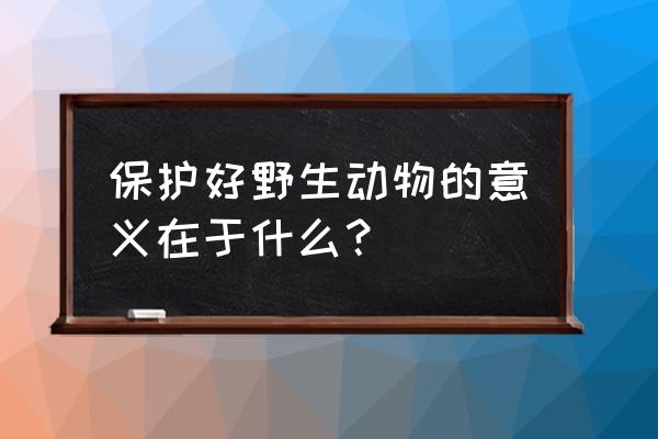 保护野生动物对人类的意义 保护好野生动物的意义在于什么？