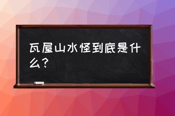 瓦屋山水怪 瓦屋山水怪到底是什么？