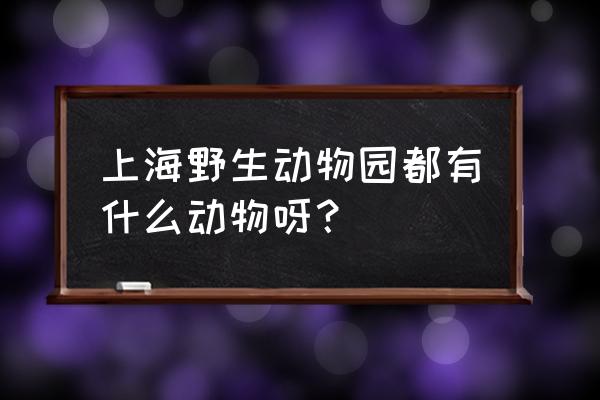 上海野生动物园有熊猫吗 上海野生动物园都有什么动物呀？