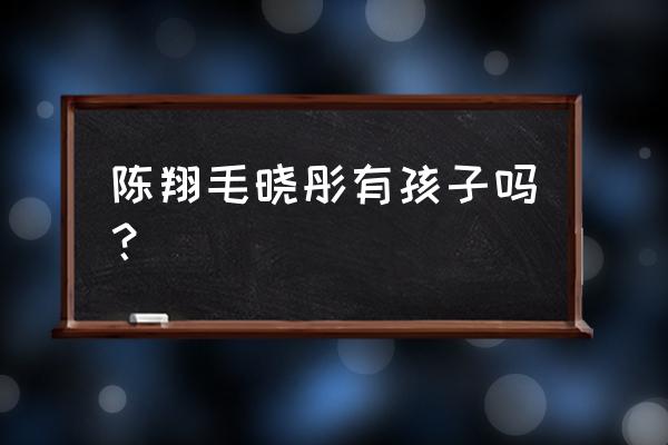 陈翔毛晓彤最新消息 陈翔毛晓彤有孩子吗？