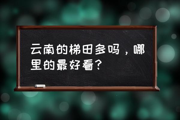 云南有几个梯田 云南的梯田多吗，哪里的最好看？