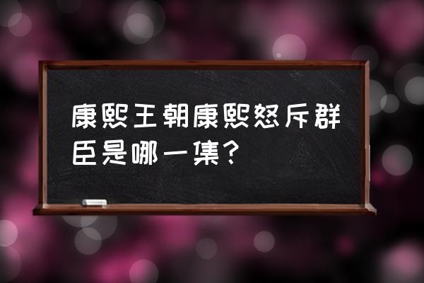 康熙怒斥群臣历史存在吗 康熙王朝康熙怒斥群臣是哪一集？