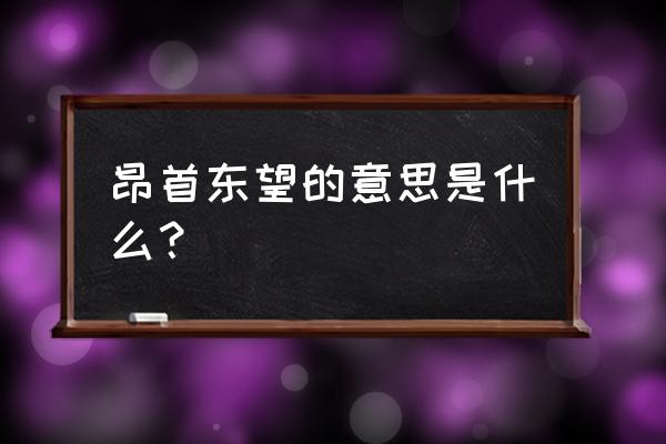 昂首东望的意思是指什么 昂首东望的意思是什么？