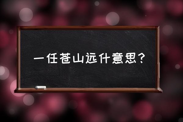 苍山远的下一句是什么 一任苍山远什意思？