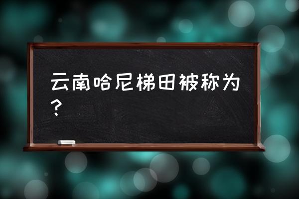 哈尼梯田简介 云南哈尼梯田被称为？