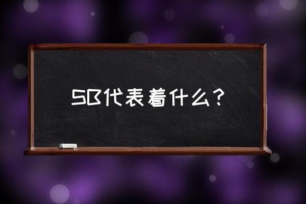 sb指什么 SB代表着什么？