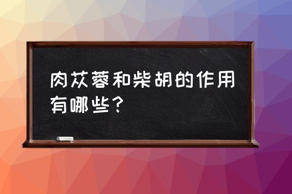 北柴胡的功效与作用 肉苁蓉和柴胡的作用有哪些？