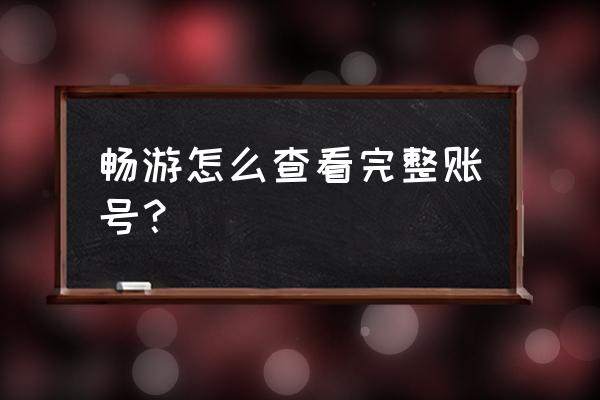 畅游乐园查询 畅游怎么查看完整账号？