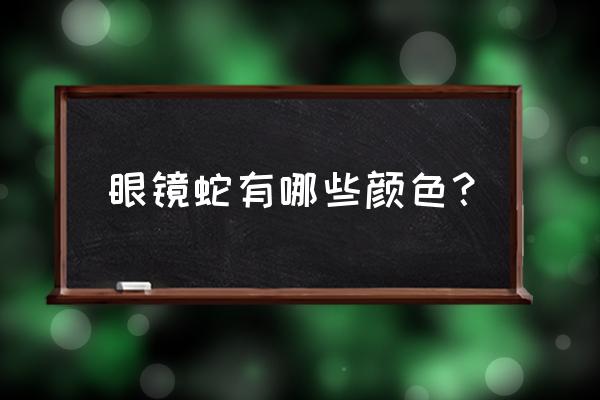 泰国孟加拉眼镜蛇 眼镜蛇有哪些颜色？