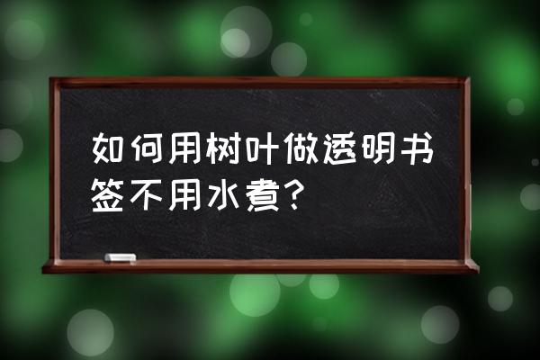 制作树叶书签 如何用树叶做透明书签不用水煮？