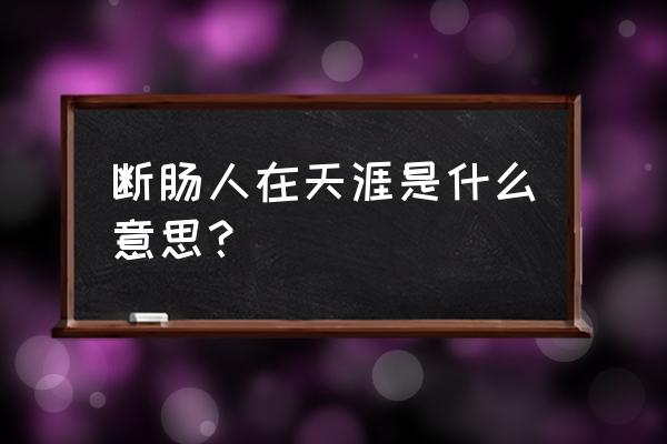 断肠人在天涯指什么 断肠人在天涯是什么意思？