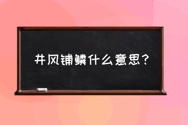 风云际会浅水游意思 井风铺鳞什么意思？