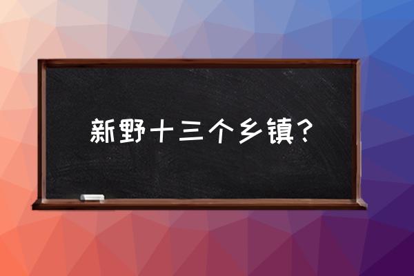 河南省南阳市新野县县长 新野十三个乡镇？