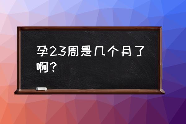 怀孕23周是几个月 孕23周是几个月了啊？