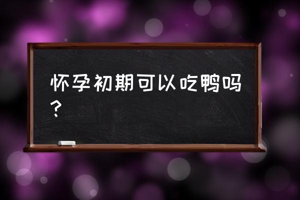 孕妇初期可以吃鸭肉吗 怀孕初期可以吃鸭吗？