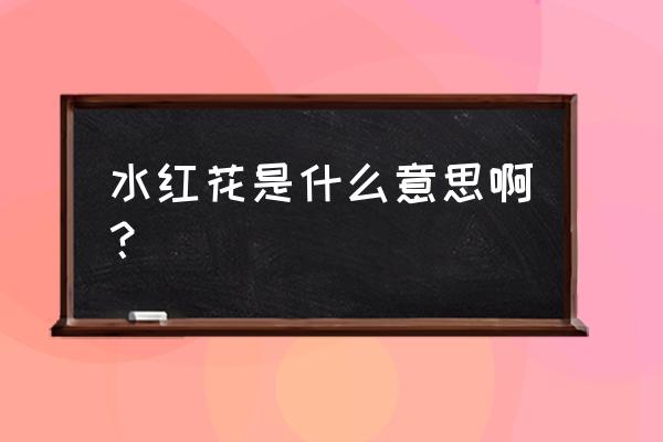 水红子的功效 水红花是什么意思啊？