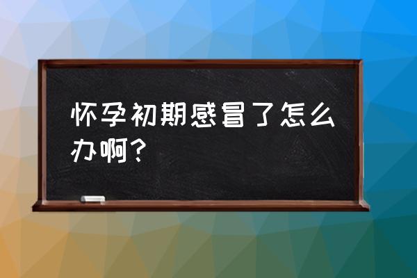 怀孕初期感冒怎么办呢 怀孕初期感冒了怎么办啊？