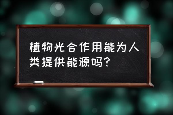 植物的光合作用能够 植物光合作用能为人类提供能源吗？