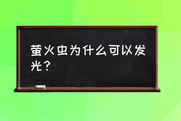 萤火虫为为什么会发光 萤火虫为什么可以发光？