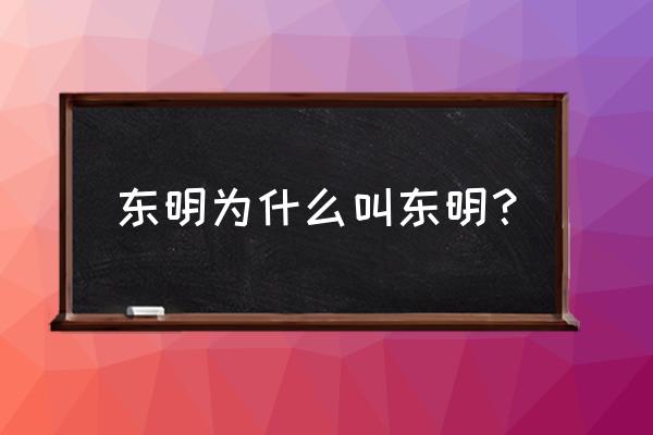 山东东明的历史 东明为什么叫东明？