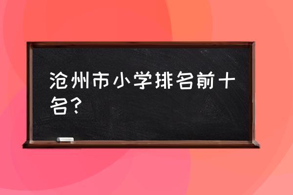 河北沧州实验小学 沧州市小学排名前十名？