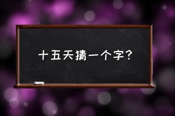 十五天点打一个字 十五天猜一个字？